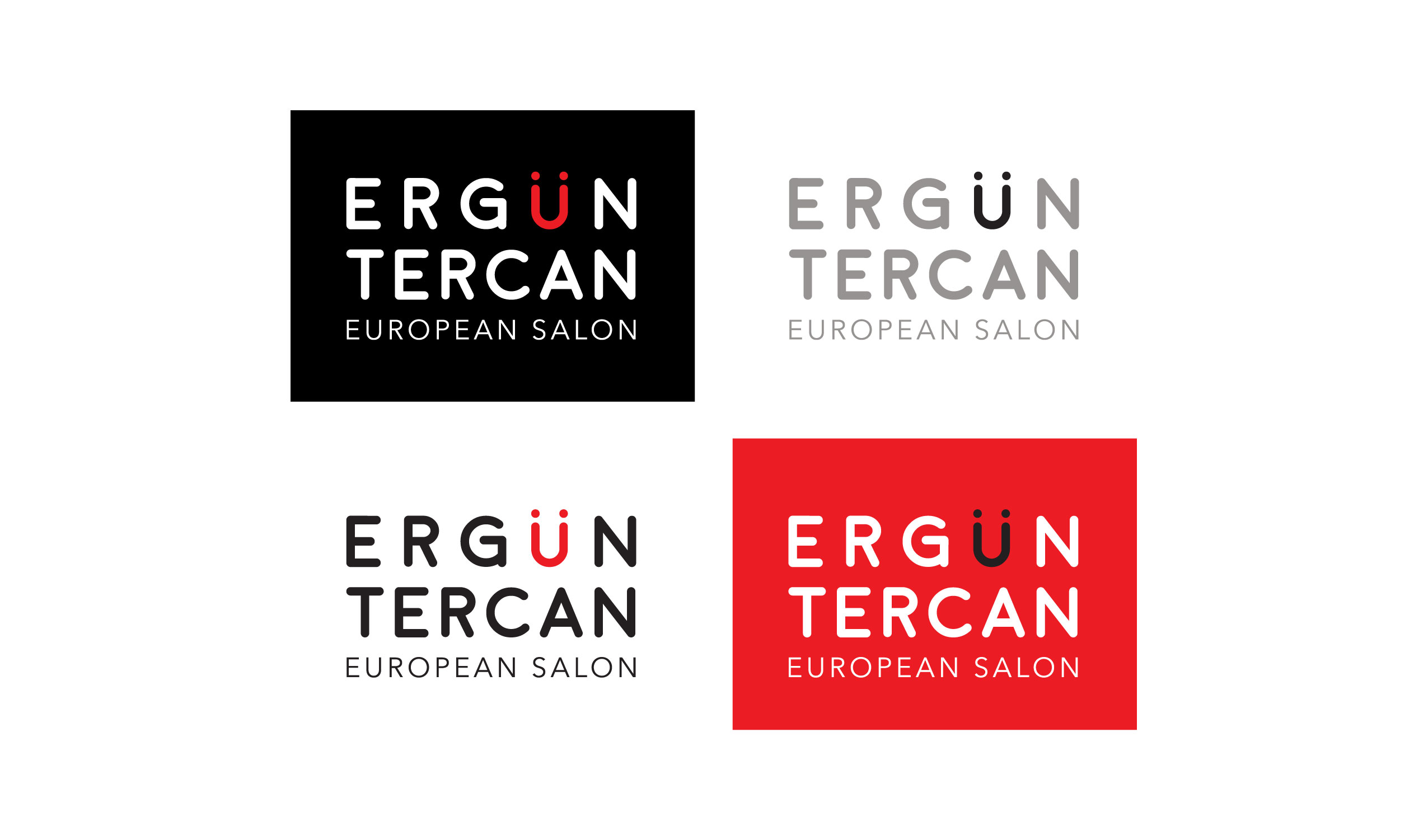 Grid of Ergun Tercan logo in different variations of color.