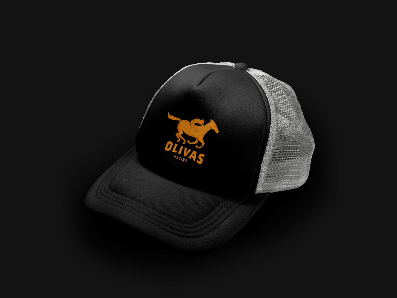 Black baseball cap with the Olivas Racing logo on the front